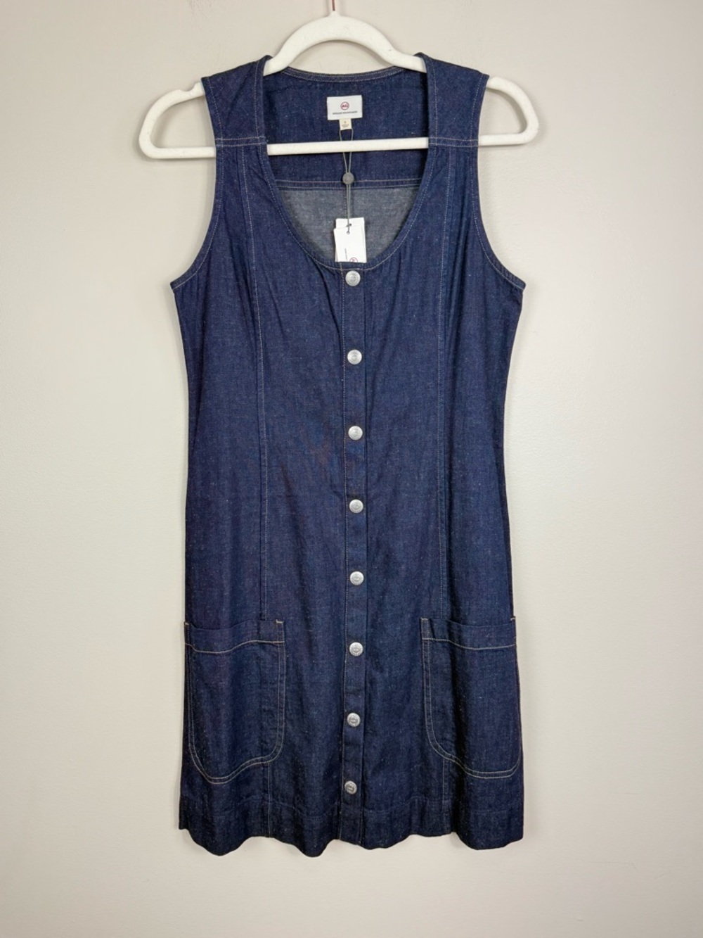 Ag Adriano Goldschmied Regina Denim Dress Mini Womens Small Dark Wash Scoop Neck